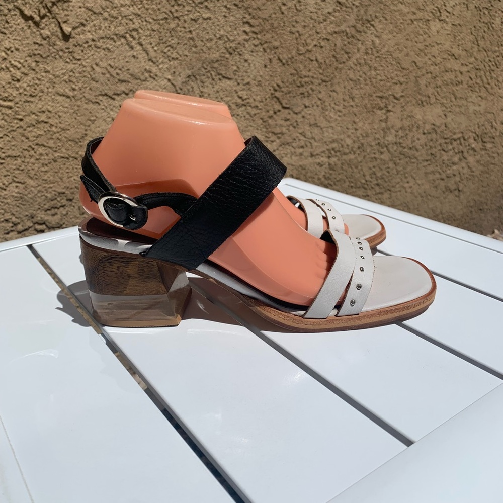 Justa Osadia designer sandals black and white leather size 40